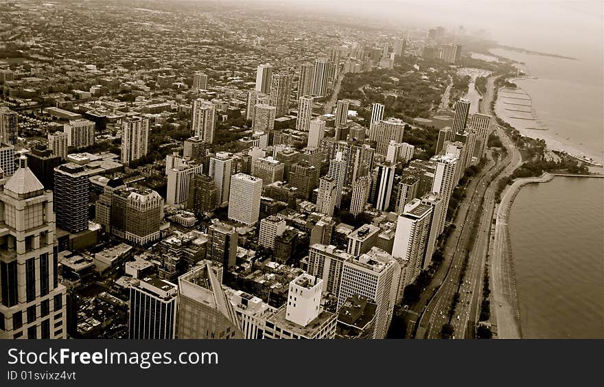 Downtown Chicago cityscape in the summertime. Downtown Chicago cityscape in the summertime