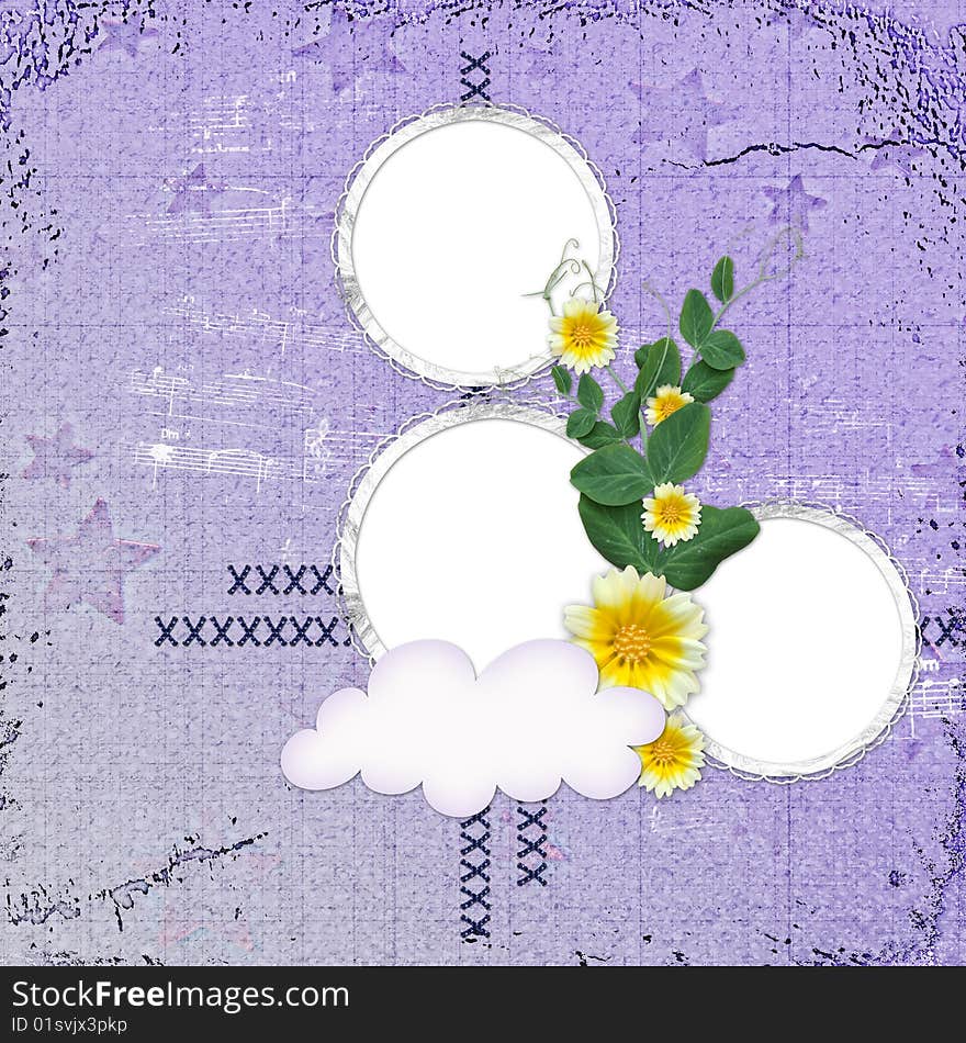 Background with frame in scrapbooking style