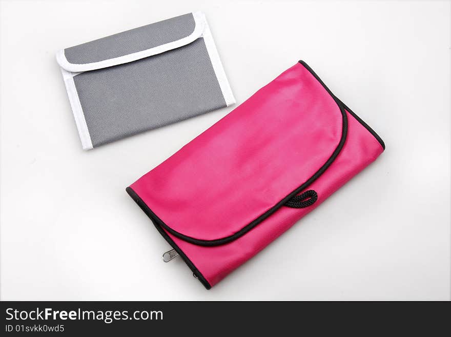 Portable travel wallet and lady's bath bag. Portable travel wallet and lady's bath bag.