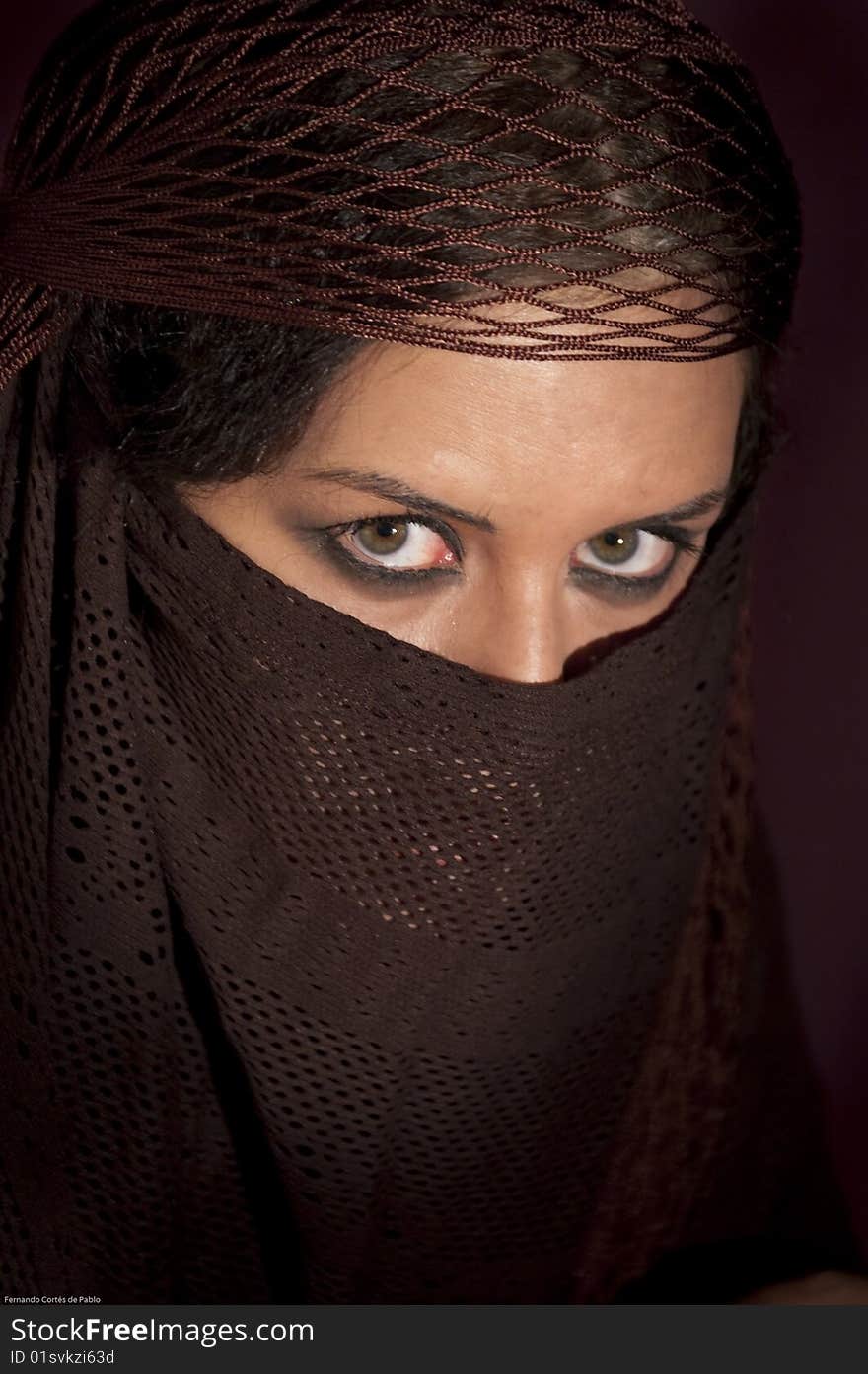 Picture model. Arabic woman with green eyes.