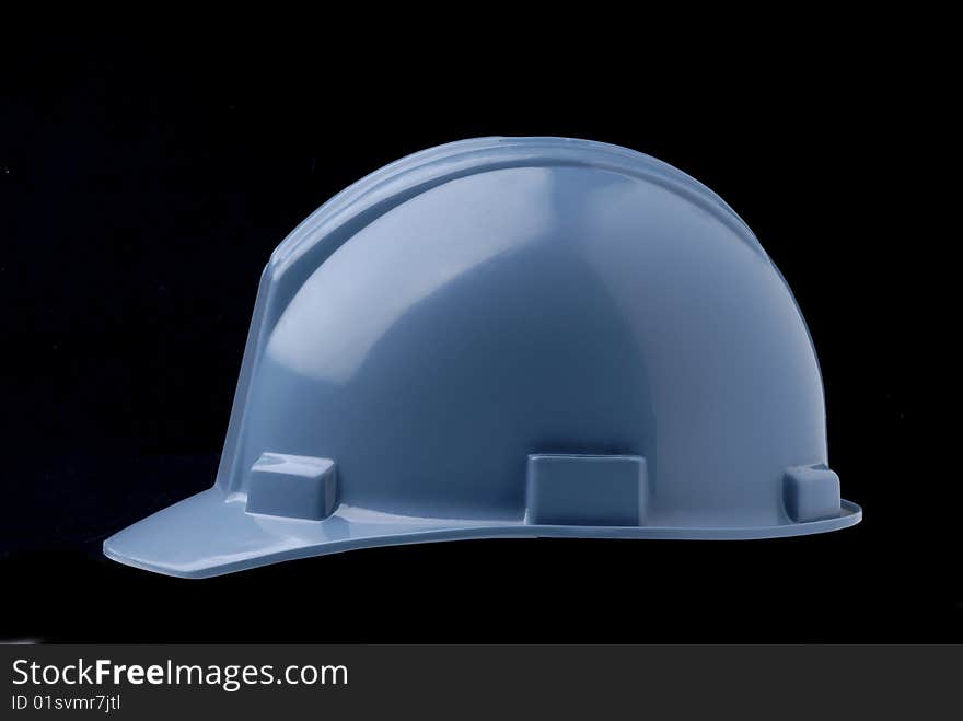 Blue Hard Hat shot on black background