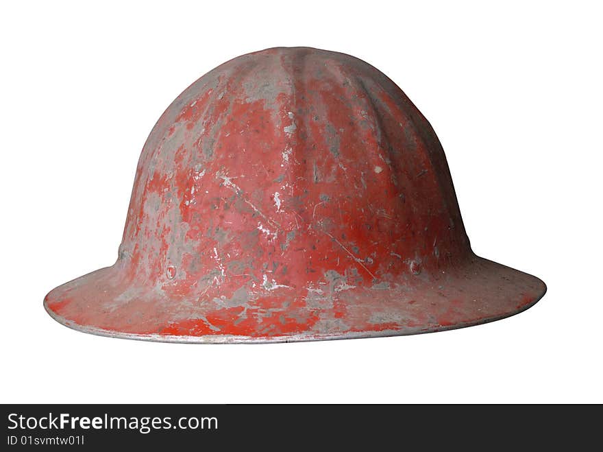 Red Metal Hard Hat shot on black background. Red Metal Hard Hat shot on black background