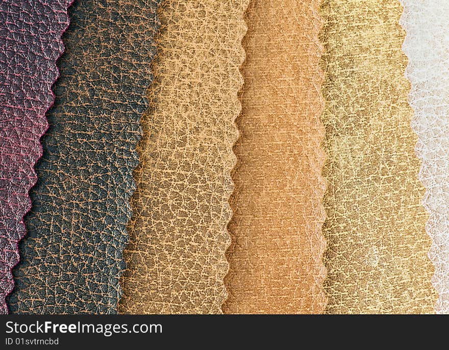 Artificial skin samples of different textures and colors. Artificial skin samples of different textures and colors