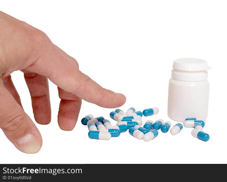 Color photograph of medical pills on the table. Color photograph of medical pills on the table