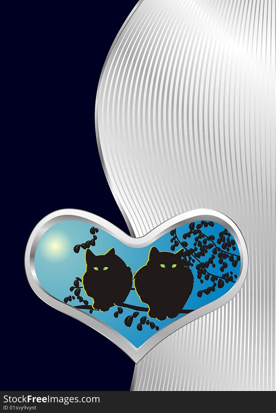 Silver march cats card vector