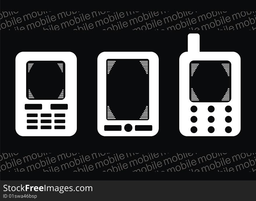 Set simple mobile phone on vector