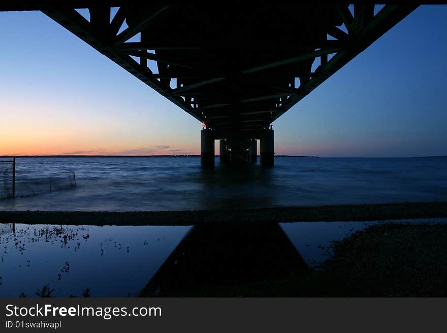 The Mackinaw Bridge connecting Michigan's Upper and Lower Peninsula's. The Mackinaw Bridge connecting Michigan's Upper and Lower Peninsula's.