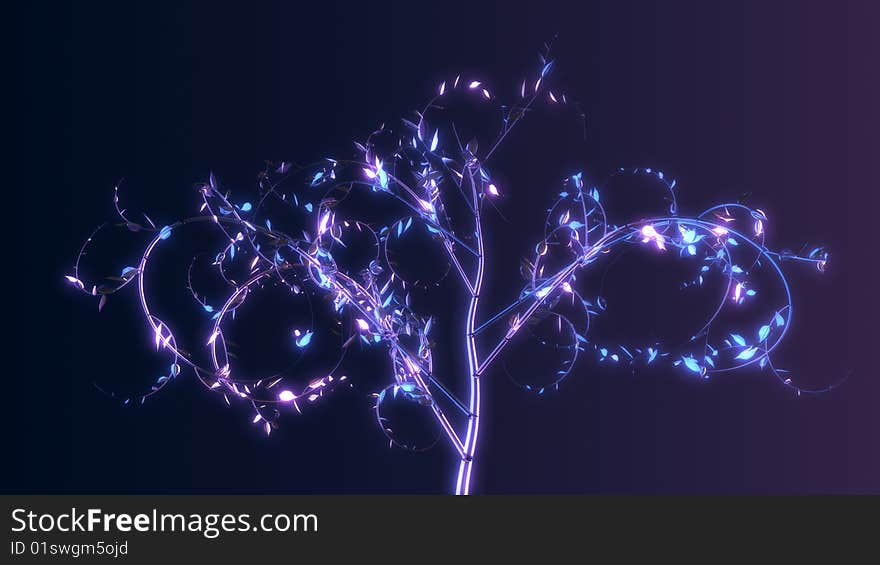 Glass tree at dark background