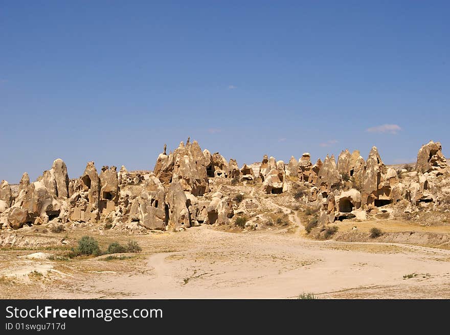 Old Cave and Underground City of The Early Christian near Goreme village in Limestone Mountain Turkey February of 2008. Old Cave and Underground City of The Early Christian near Goreme village in Limestone Mountain Turkey February of 2008