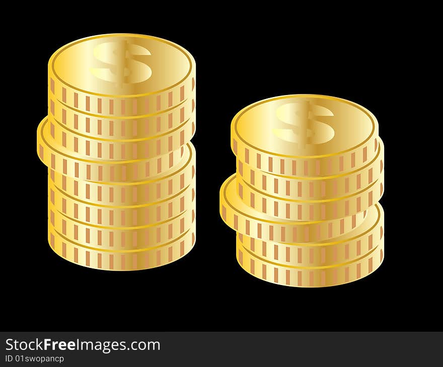 Gold coin stacks (vector)