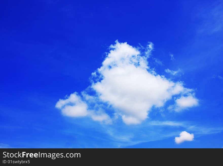 Wide angle view of cloudy blue sky on sunny day. Wide angle view of cloudy blue sky on sunny day.