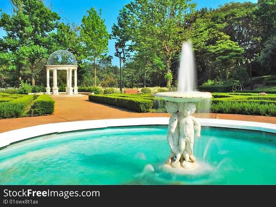 Fountain and pavilion