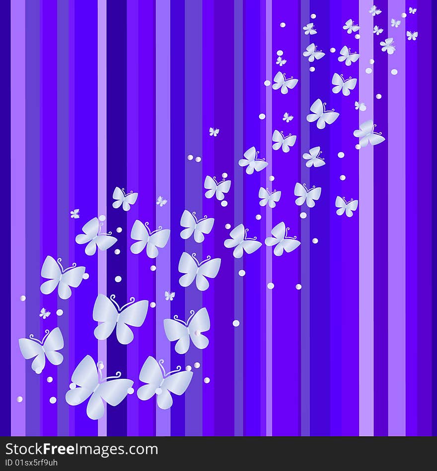 Blue banner With butterflies. Vector illustration. Blue banner With butterflies. Vector illustration