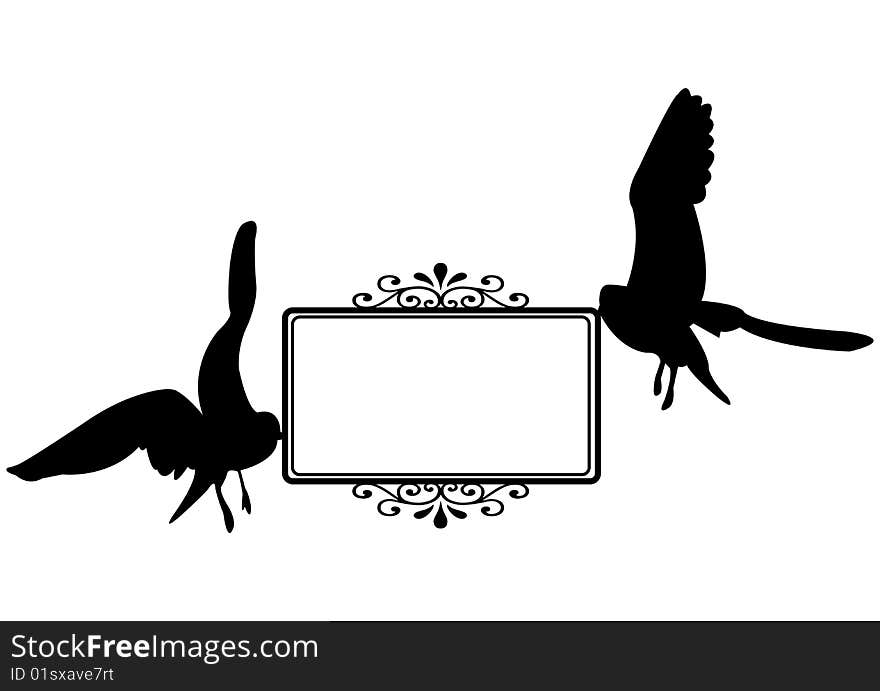 Flying sea-gulls carrying blank card illustration. Flying sea-gulls carrying blank card illustration