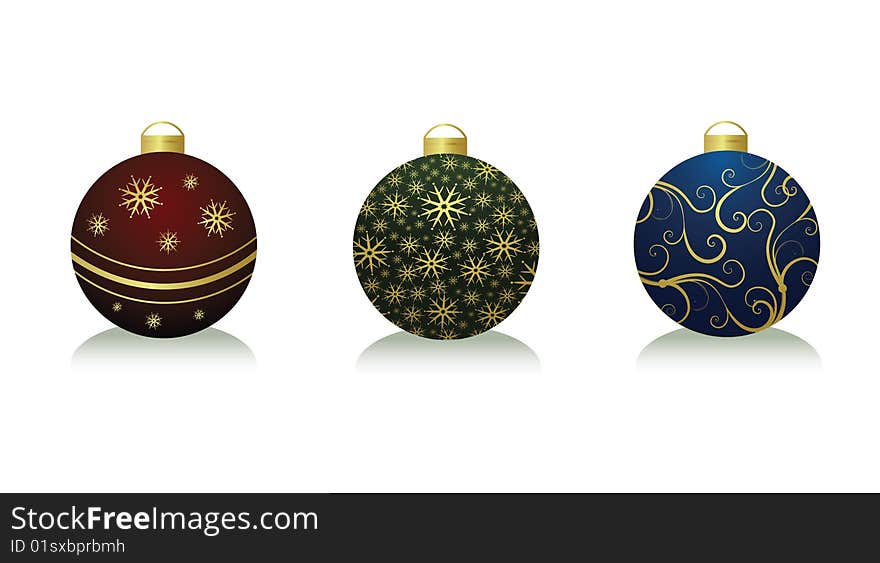 Beautiful xmas balls on white background