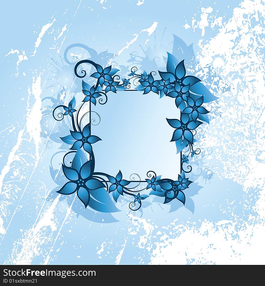 Winter blue background with flowers. Winter blue background with flowers