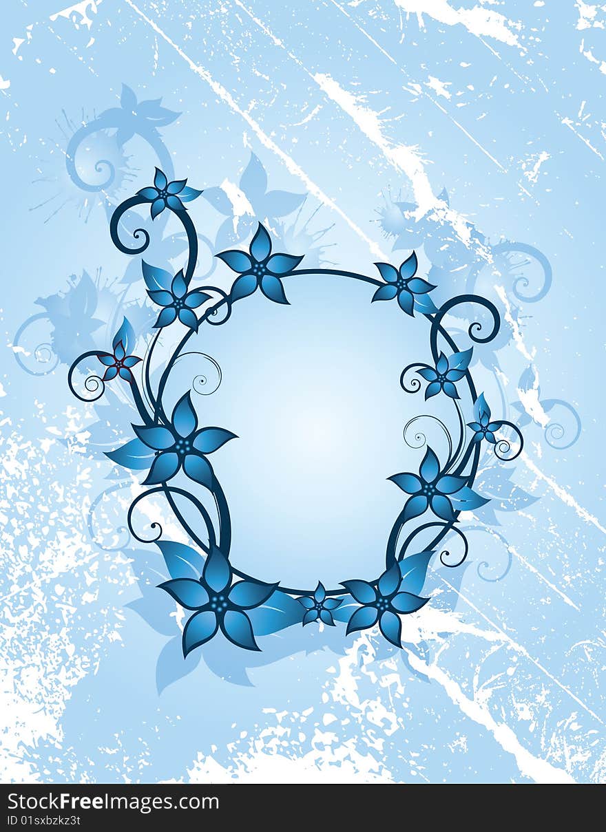 Winter blue background with flowers. Winter blue background with flowers