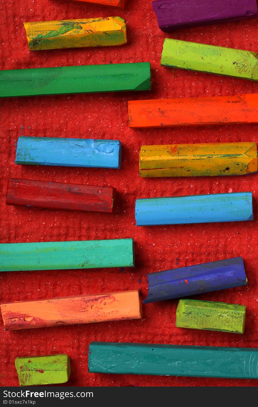 Close up of multicolored Oil pastels