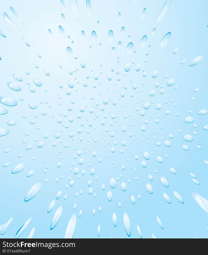 Falling rain drops on the glass. Vector illustration