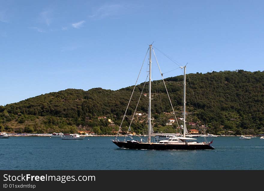 Luxury yacht in the gulf of la spezia