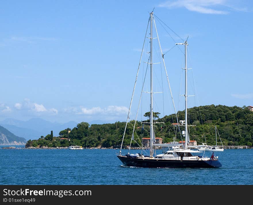 Luxury yacht in the gulf of la spezia