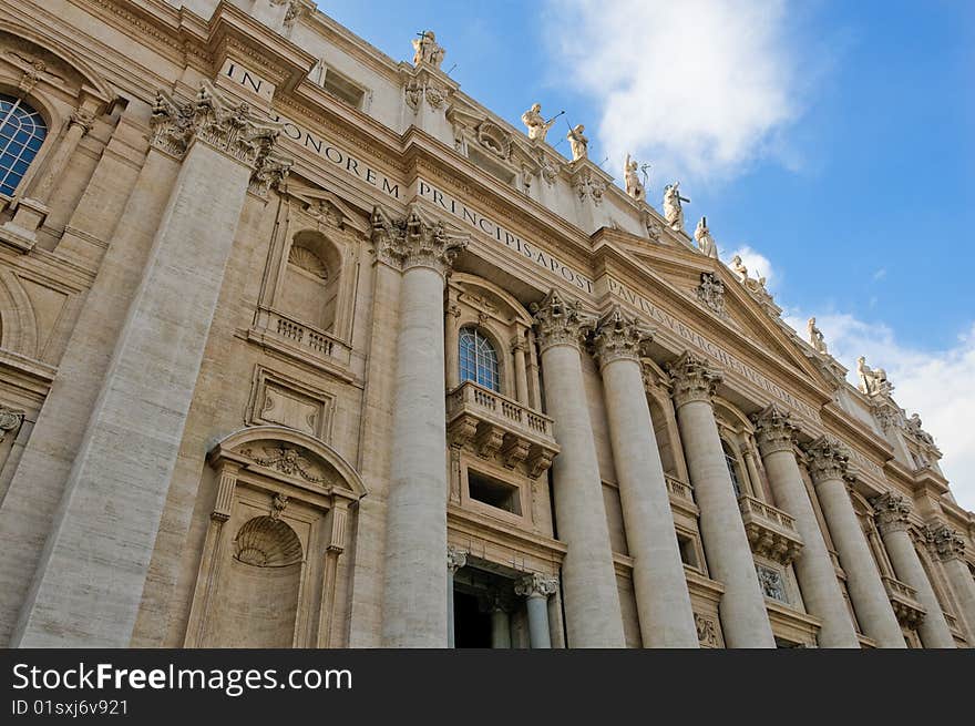 St Peter's Cathedral, Rome, looking up at the facade