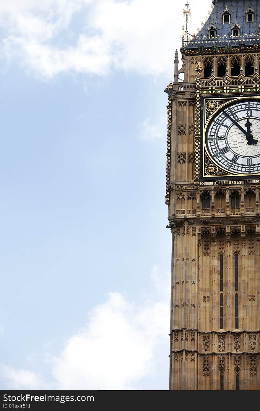 London Big Ben over white cloudscape. London Big Ben over white cloudscape.