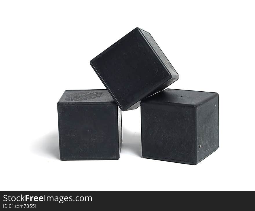 Black cubes isolated on white background