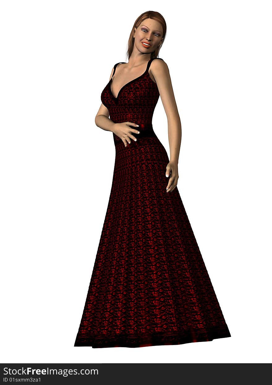 3D render of a modern woman in holiday attire. 3 dimensional models, computer generated image. 3D render of a modern woman in holiday attire. 3 dimensional models, computer generated image.