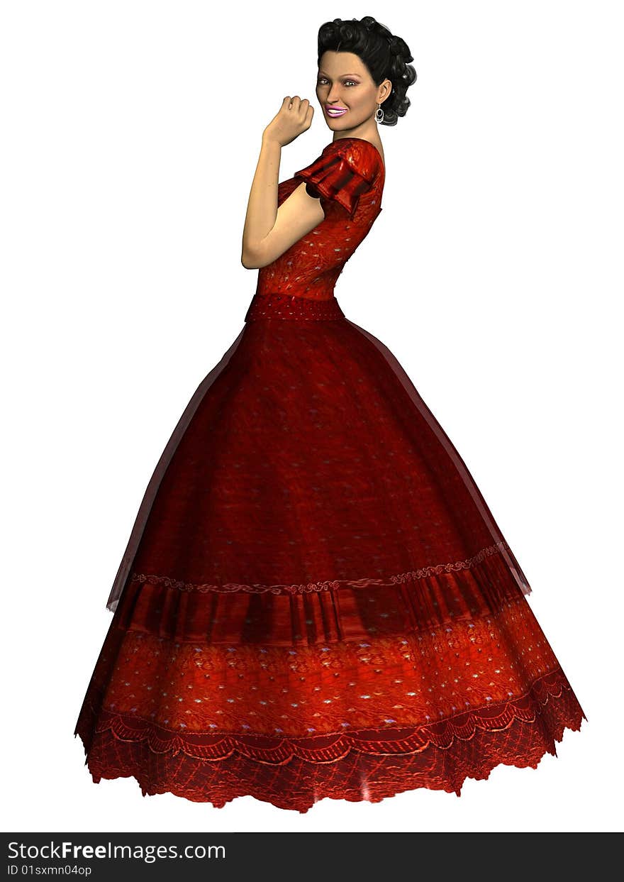 3D render of a modern woman in holiday attire. 3 dimensional models, computer generated image. 3D render of a modern woman in holiday attire. 3 dimensional models, computer generated image.