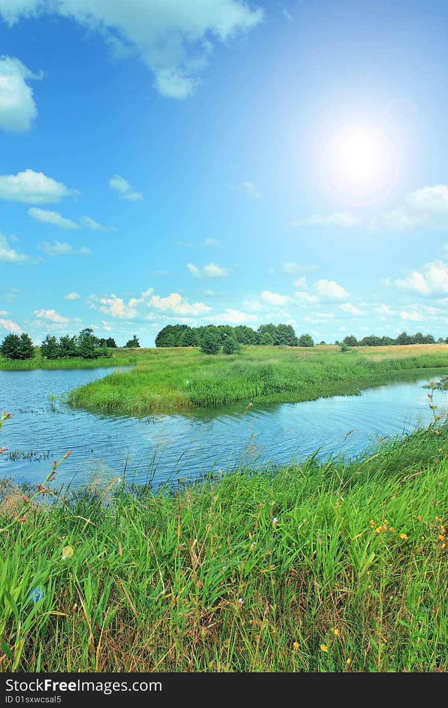 The shore of Lake hot summer afternoon.