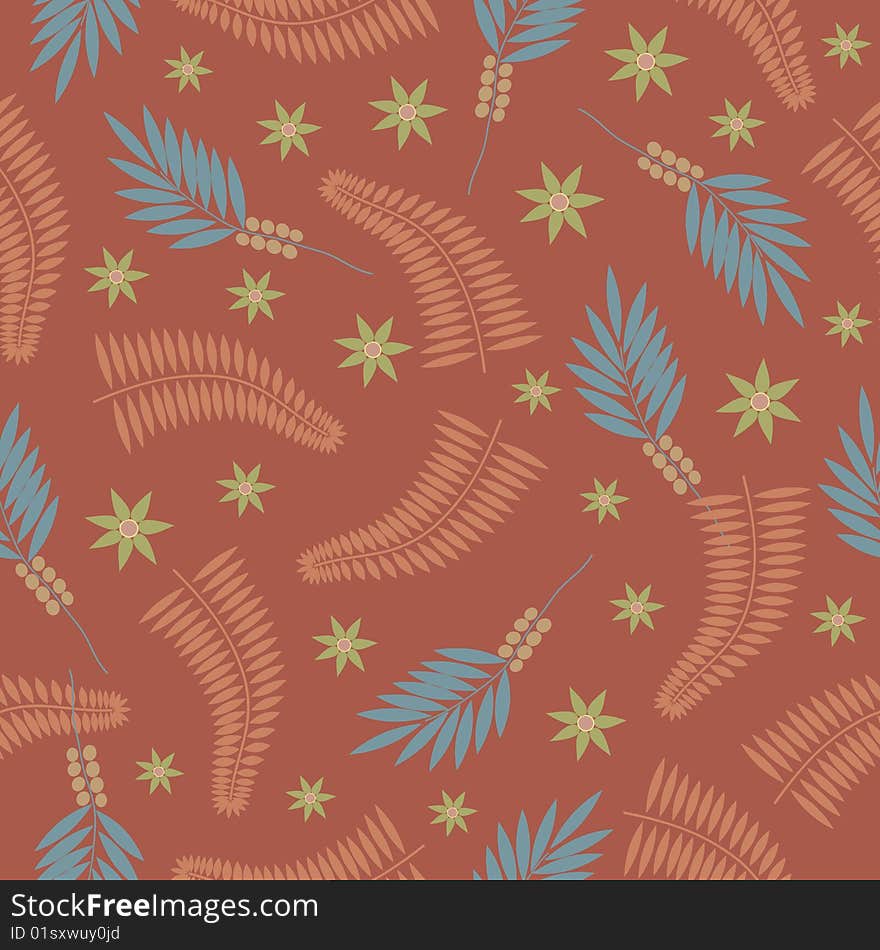 Seamless brown floral vector background. Seamless brown floral vector background