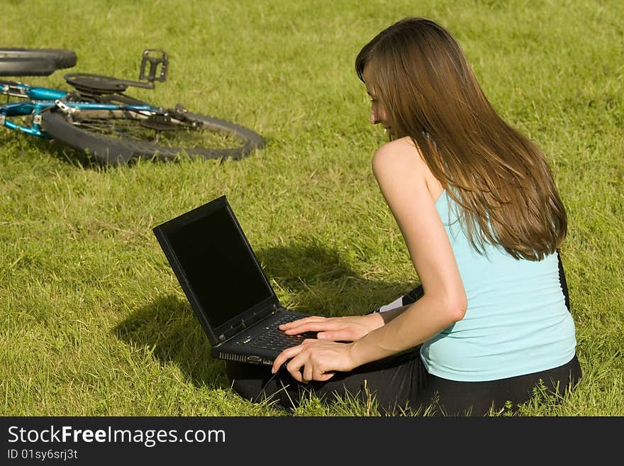 Student With Laptop Outdoor