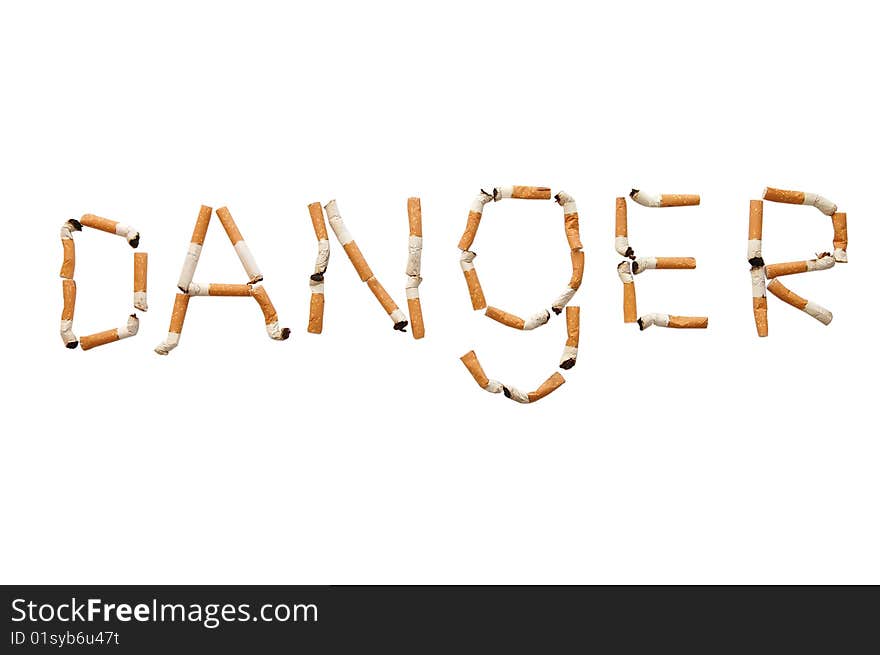 Word -danger- from cigarette butt