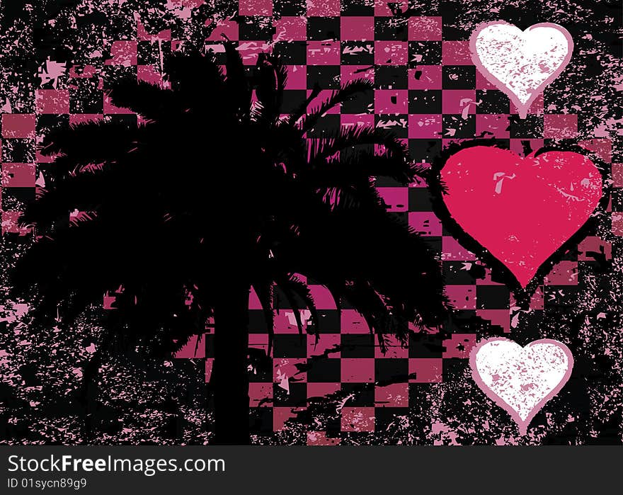 Grunge abstract love design with tree and heart. Grunge abstract love design with tree and heart