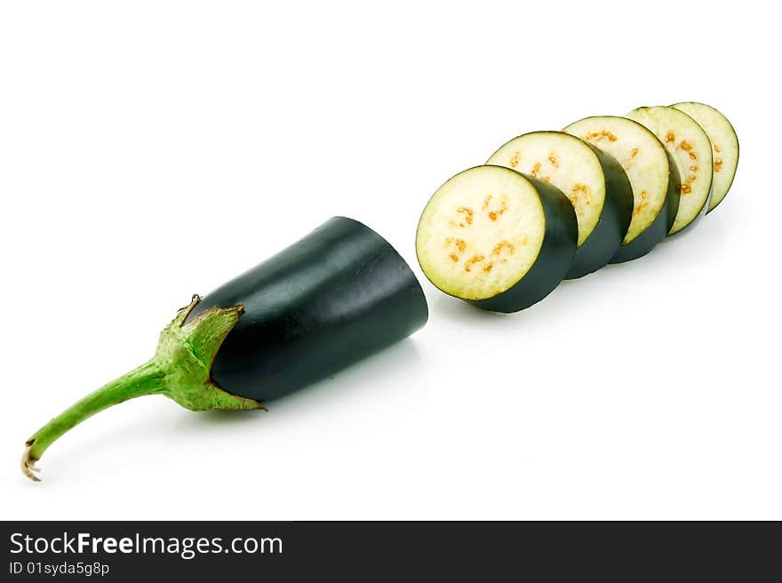 Sliced Aubergine Isolated on White