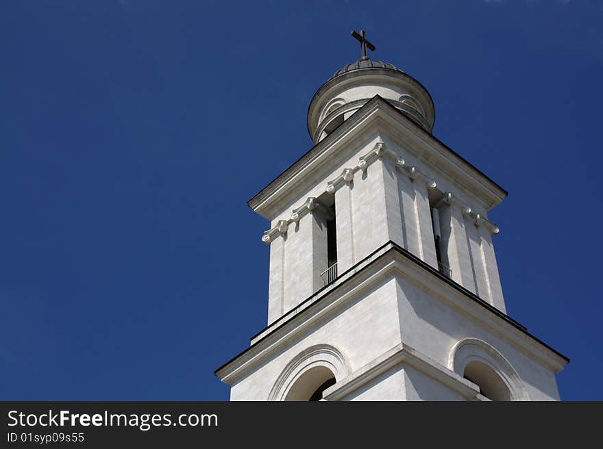 Church on a blue sky background. Church on a blue sky background.