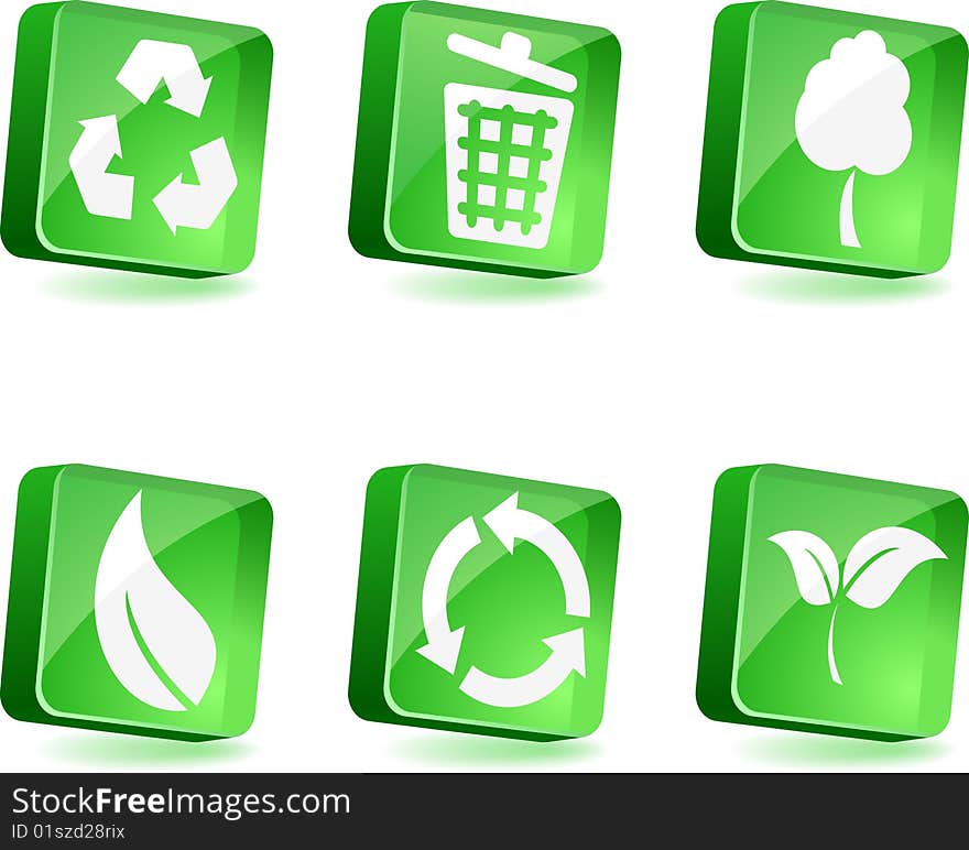 Ecology 3d icons. Vector illustration. Ecology 3d icons. Vector illustration.