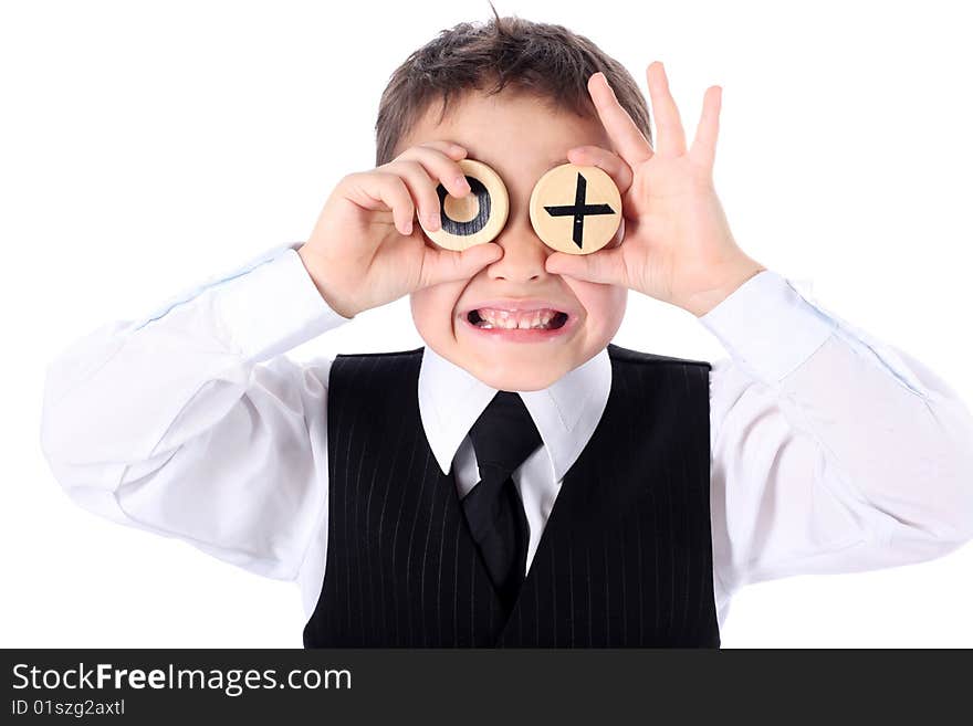 Schoolboy with wooden round