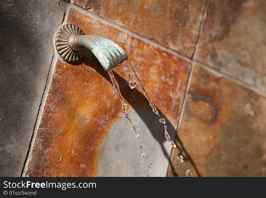 Beautiful Stone Wall Water Fountain Abstract Image. Beautiful Stone Wall Water Fountain Abstract Image.