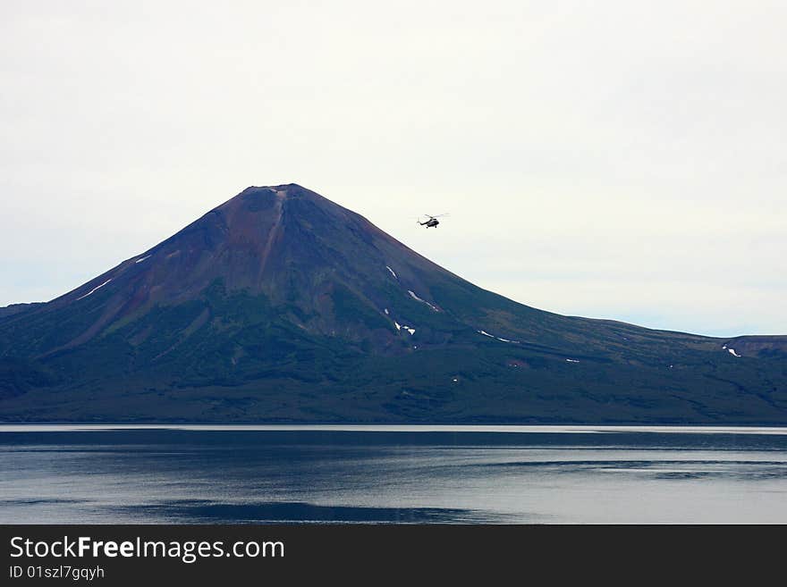 Helicopter Over Volcano