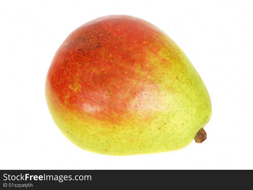 One green pears over white background. One green pears over white background.