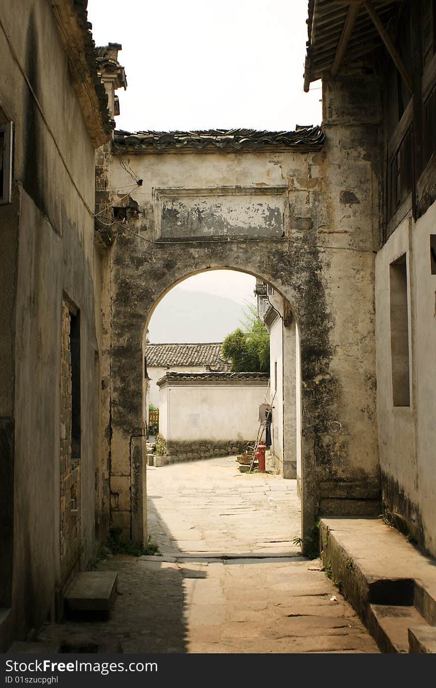 Archwey Entrance Gate To Ancient Chinese Village