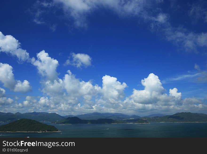 Blue sky and sea with cloud