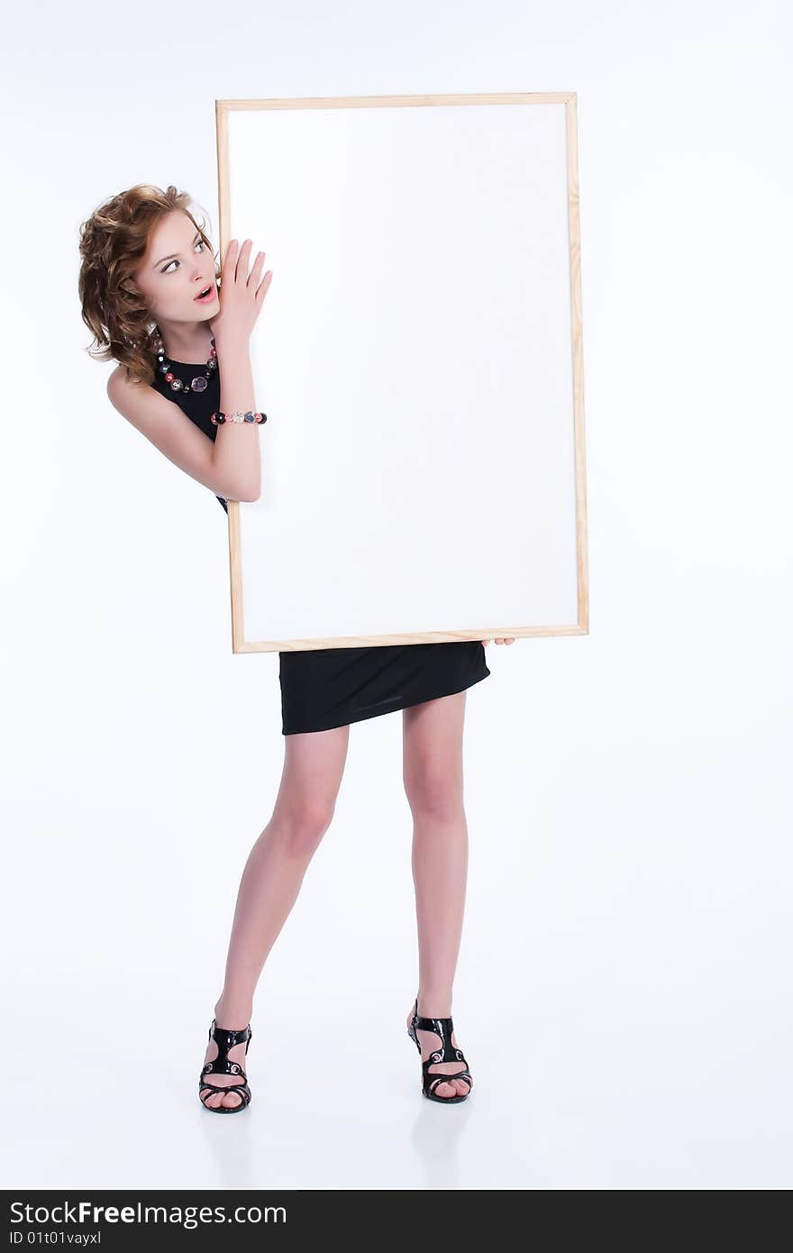 Young emotional woman on isolated background