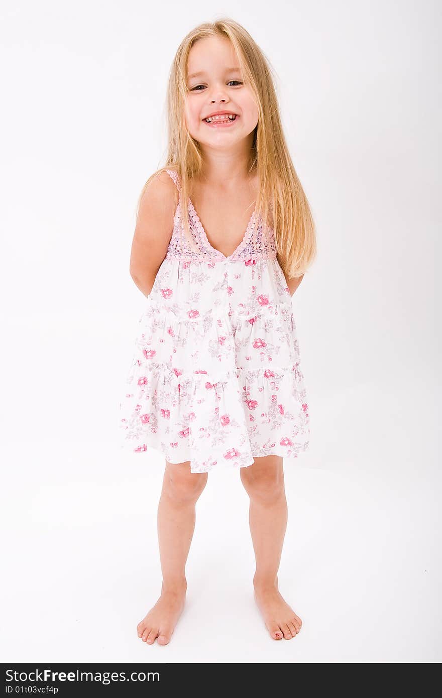 Beautiful little girl with long blonde hair