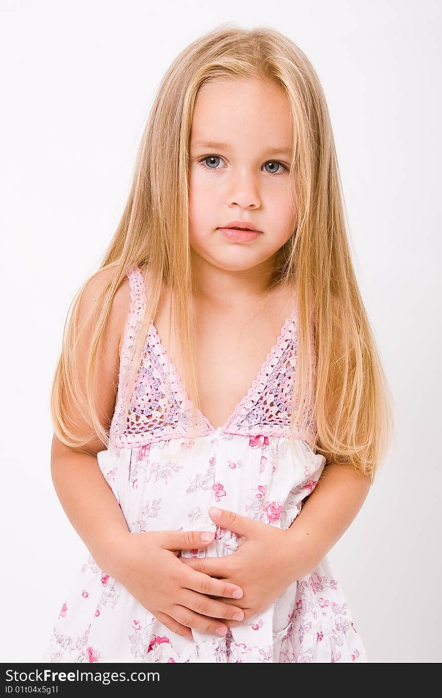 Beautiful little girl  with long blonde hair