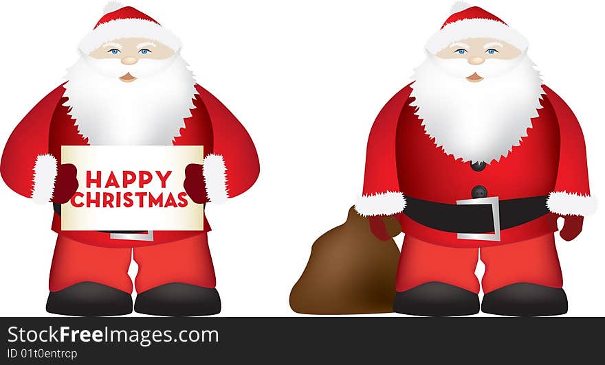 Illustration of a bit fat santa on white background