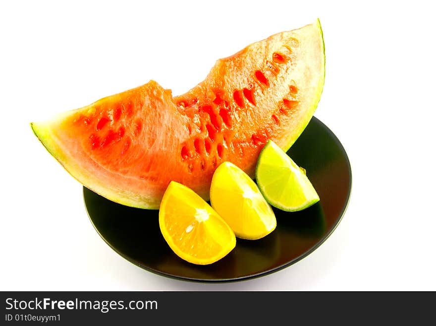 Watermelon with Wedge of Lemon, Lime and Orange