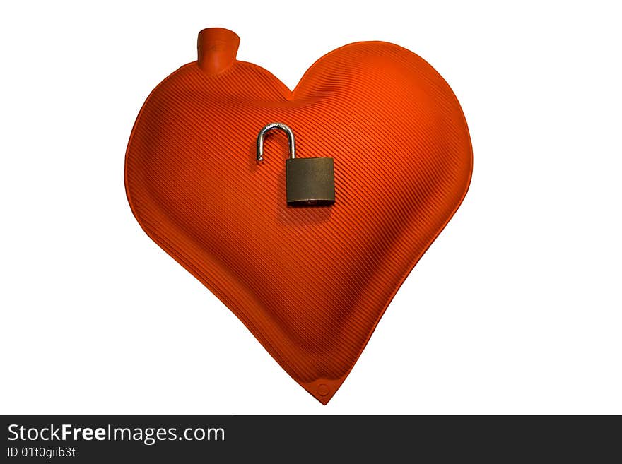 An image of a red heart with a lock isolated on white